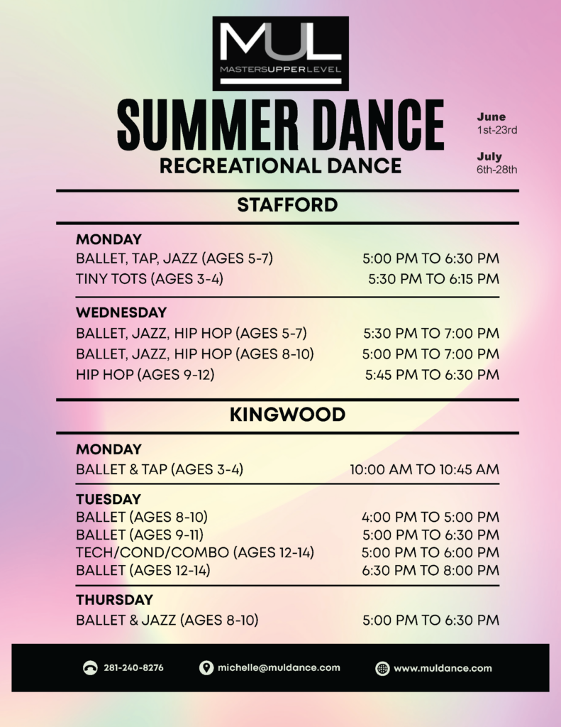 Masters Upper Level Dance Summer Recreational Classes